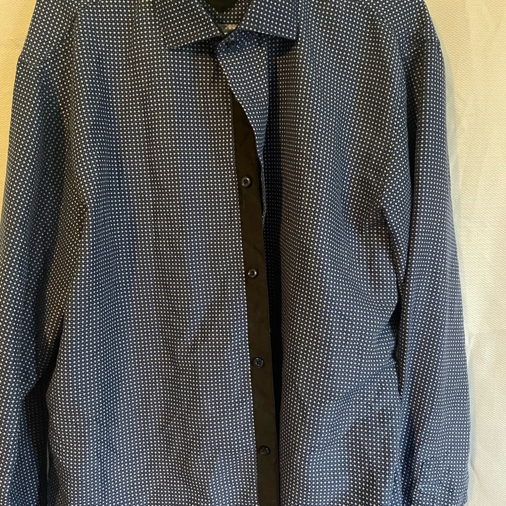 Blue Patterned Button-Up Shirt - Picture 2 of 9